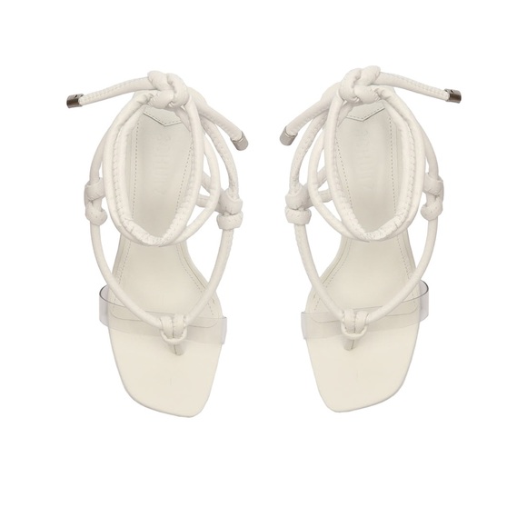 Schutz Siena White Clear Vamp Lace Up Open Toe Clear Column Heel Sandals size 5 - Picture 4 of 8